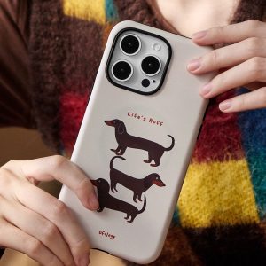 Dachshund iPhone case without the holder showing the sausage-dog print
