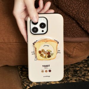 Cookie toast grip on the back of a cream toast phone case