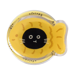 Fish cat MagSafe phone grip, a black cat face inside a golden fish-shaped pastry