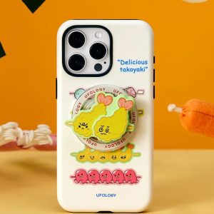 Fried shrimp grip on the back of a cream phone case