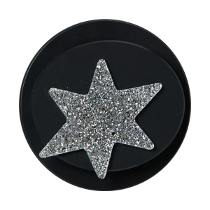 Glitter star MagSafe phone grip, a silver glitter star on a black round base