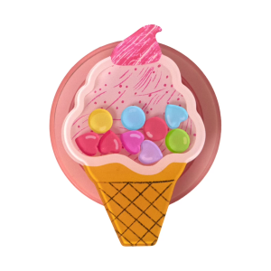 Ice cream MagSafe phone grip, a pink scoop with colorful candies in a waffle cone