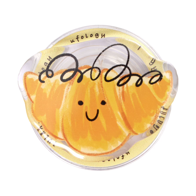 Smiling bun MagSafe phone grip, a golden bun with a smile and a chocolate swirl on top